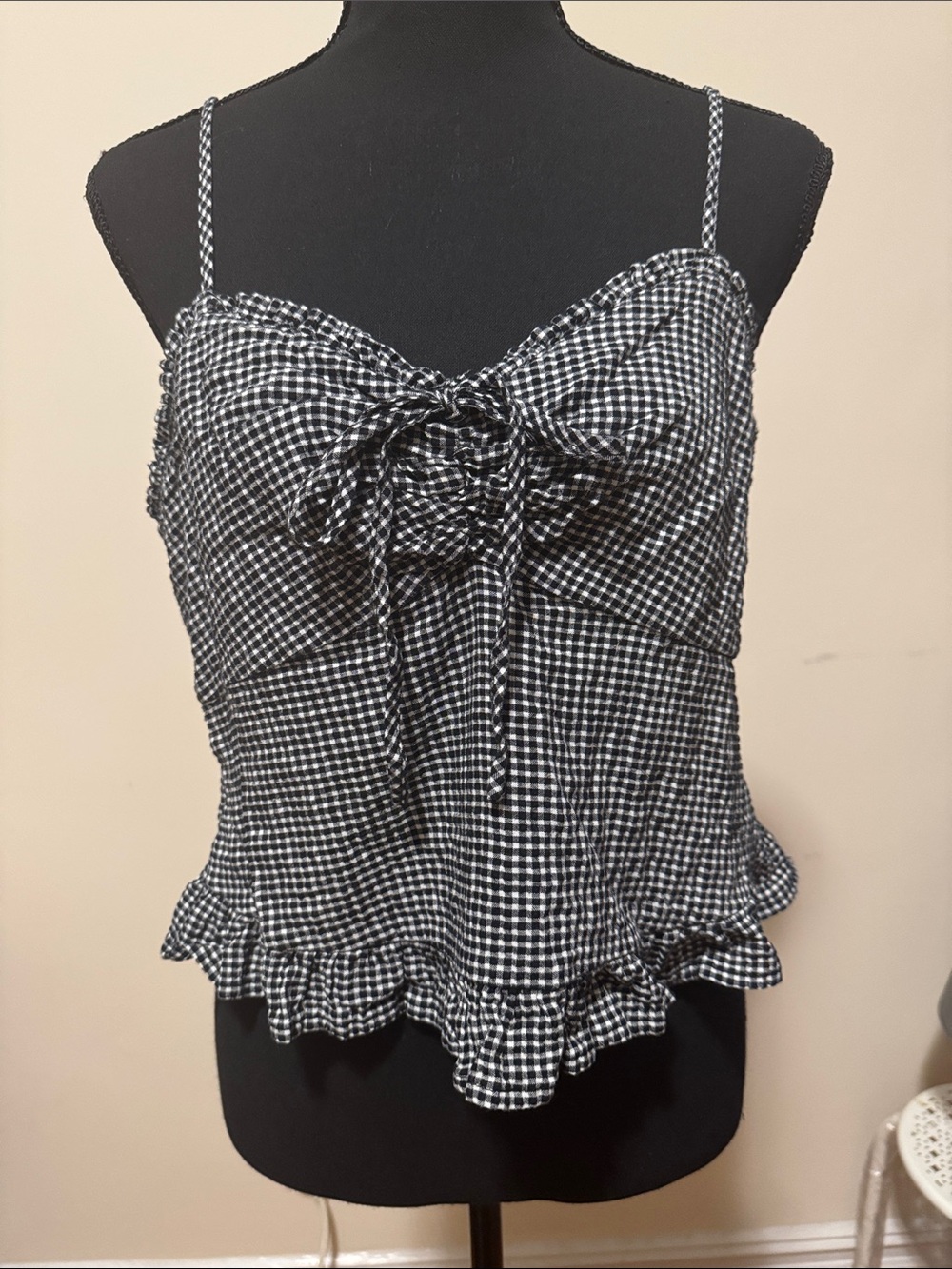 Melrose and Market Black & White Gingham Tie-Front Cami